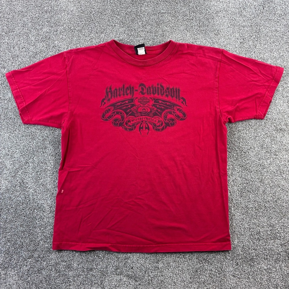 Vintage Harley Davidson Shirt Mens XL Red Biker Williamsburg VA Revolutionary